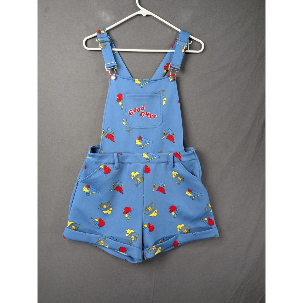 Hot Topic Chucky Good Guys Shortall Overalls Blue Medium Horror Cosplay 5762